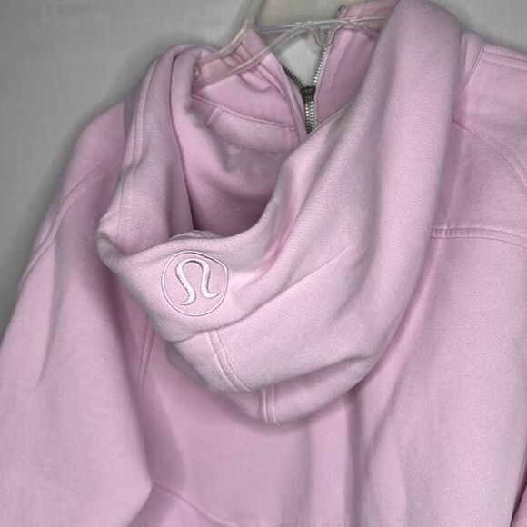 Lululemon Cropped Half Zip Scuba Hoodie Sweatshirt In Strawberry Milkshake. M/L. - Picture 5 of 10